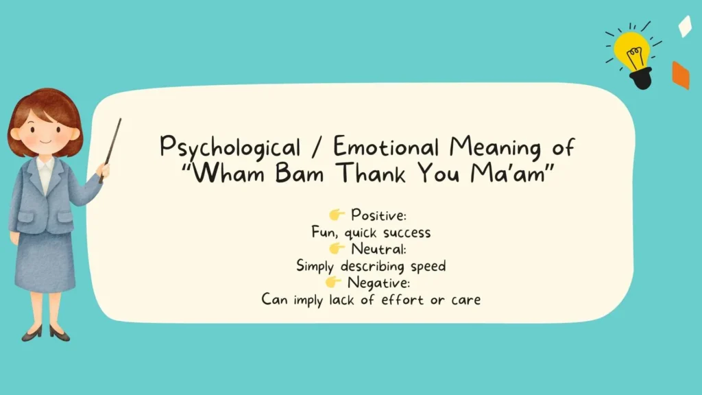 Psychological / Emotional Meaning of “Wham Bam Thank You Ma’am” 