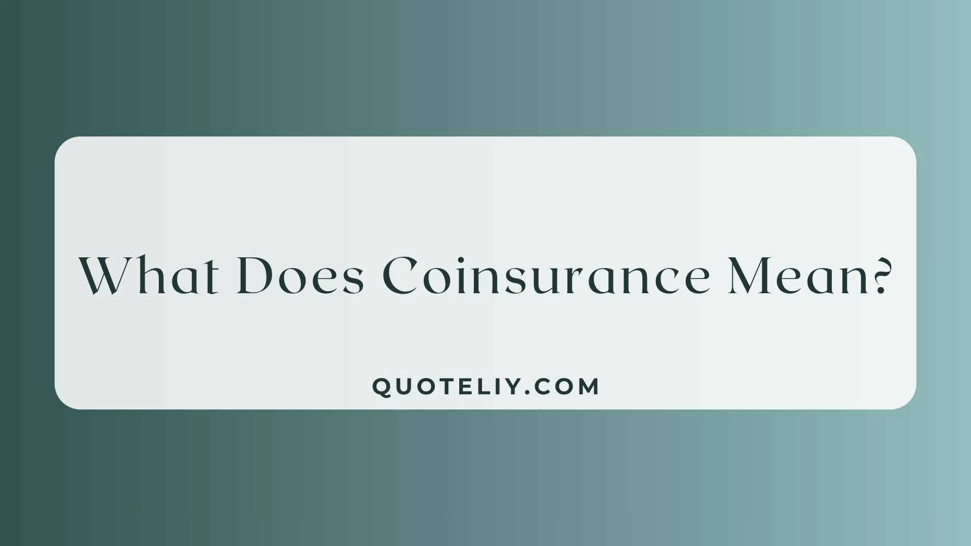 What Does Coinsurance Mean